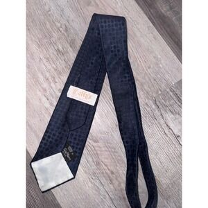 Vintage‎ Countess Mara Navy Blue Silk Geometric Jacquard Necktie CM Logo Taffys